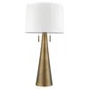 Homezia 34" Brass Metal Two Light Table Lamp With White Empire Shade