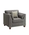 Homezia 34" Charcoal And Brown Linen Arm Chair