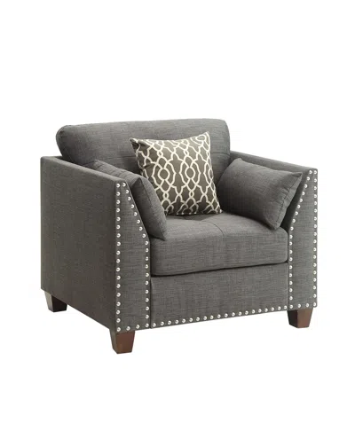Homezia 34" Charcoal And Brown Linen Arm Chair