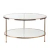 Homezia 34" Clear And Gold Glass With Iron Round Coffee Table