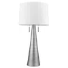 Homezia 34" Silver Metal Two Light Table Lamp With White Empire Shade
