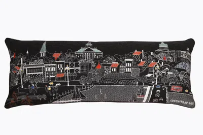 Homezia 35" Black Annapolis Nighttime Skyline Lumbar Decorative Pillow