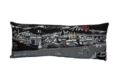 Homezia 35" Black Bend Nighttime Skyline Lumbar Decorative Pillow