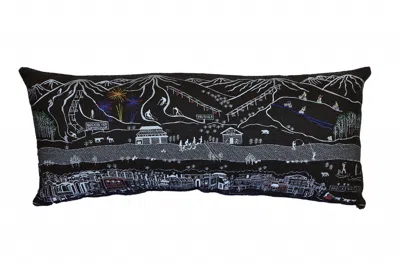 Homezia 35" Black Breckenridge Nighttime Skyline Lumbar Decorative Pillow