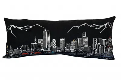 Homezia 35" Black Denver Nighttime Skyline Lumbar Decorative Pillow