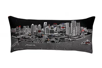 Homezia 35" Black Detroit Nighttime Skyline Lumbar Decorative Pillow