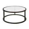 Homezia 35" Black Glass And Steel Round Coffee Table