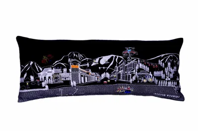 Homezia 35" Black Jackson Nighttime Skyline Lumbar Decorative Pillow