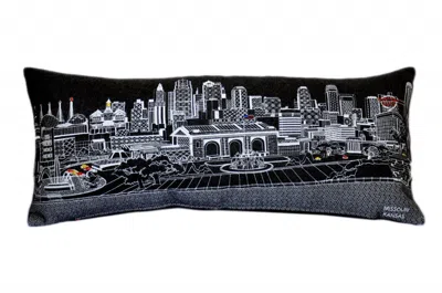 Homezia 35" Black Kansas City Nighttime Skyline Lumbar Decorative Pillow