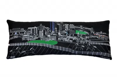 Homezia 35" Black Lexington Nighttime Skyline Lumbar Decorative Pillow