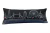 Homezia 35" Black London Nighttime Skyline Lumbar Decorative Pillow
