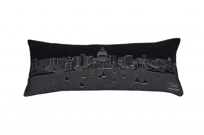 Homezia 35" Black Madison Nighttime Skyline Lumbar Decorative Pillow