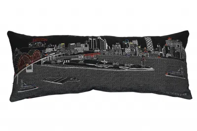 Homezia 35" Black Memphis Nighttime Skyline Lumbar Decorative Pillow