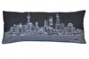 Homezia 35" Black Shanghai Nighttime Skyline Lumbar Decorative Pillow
