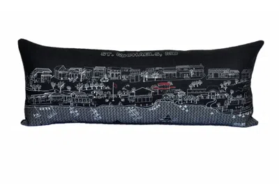 Homezia 35" Black St Michael's Nighttime Skyline Lumbar Decorative Pillow