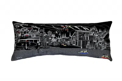 Homezia 35" Black Vail Nighttime Skyline Lumbar Decorative Pillow In Brown