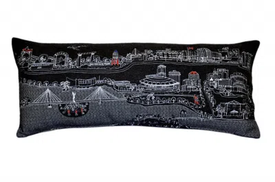 Homezia 35" Black Wichita Nighttime Skyline Lumbar Decorative Pillow