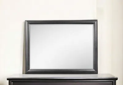 Homezia 35" Dark Gray Wood Framed Dresser Mirror