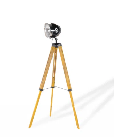 Homezia 35" Distressed Tripod Floor Lamp With Cone In Blue
