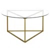 Homezia 35" Gold Glass And Steel Round Coffee Table