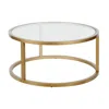 Homezia 35" Gold Glass And Steel Round Coffee Table