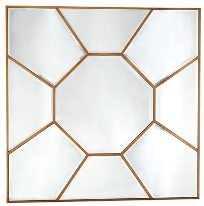Homezia 35" Gold Square Metal Framed Accent Mirror