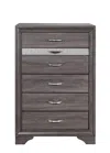 Homezia 35" Grey Manufactured Wood Six Drawer Chest