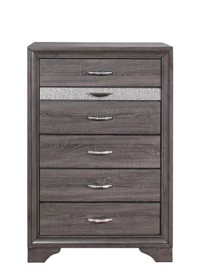 Homezia 35" Grey Manufactured Wood Six Drawer Chest