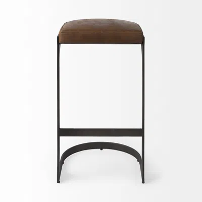 Homezia 35" Medium Brown Iron Backless Bar Chair