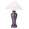 Homezia 35" Red Burdy Glaze Ceramic Urn Table Lamp With White Classic Empire Shade