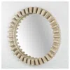 Homezia 35" Round Natural Brown Wood Frame Wall Mirror