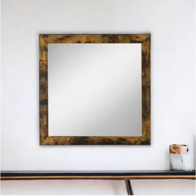 Homezia 35" Rustic Oak Rectangle Dresser Mirror Mounts To Dresser With Frame In Brown