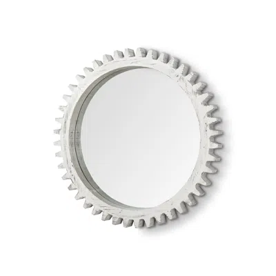 Homezia 35" White Abstract Framed Accent Mirror