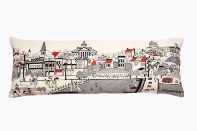 Homezia 35" White Annapolis Daylight Skyline Lumbar Decorative Pillow