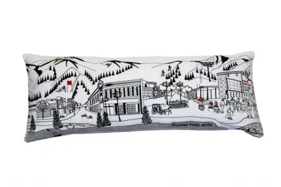 Homezia 35" White Aspen Daylight Skyline Lumbar Decorative Pillow