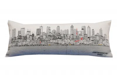Homezia 35" White Atlanta Daylight Skyline Lumbar Decorative Pillow