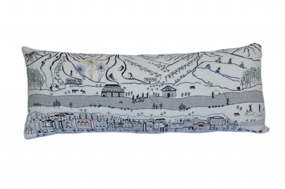 Homezia 35" White Breckenridge Daylight Skyline Lumbar Decorative Pillow