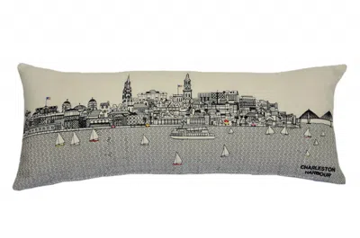 Homezia 35" White Charleston Daylight Skyline Lumbar Decorative Pillow