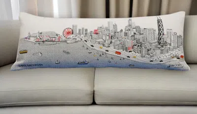Homezia 35" White Chicago Daylight Skyline Lumbar Decorative Pillow