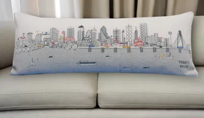 Homezia 35" White Dallas Daylight Skyline Lumbar Decorative Pillow
