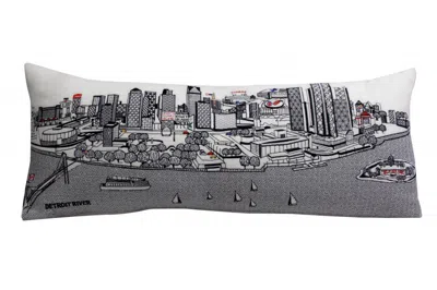 Homezia 35" White Detroit Daylight Skyline Lumbar Decorative Pillow