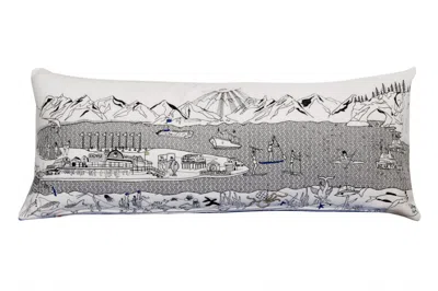 Homezia 35" White Homer Spit Daylight Skyline Lumbar Decorative Pillow