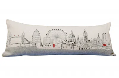 Homezia 35" White London Daylight Skyline Lumbar Decorative Pillow
