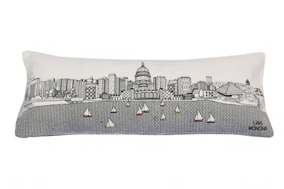 Homezia 35" White Madison Daylight Skyline Lumbar Decorative Pillow