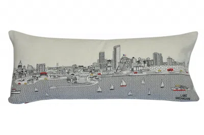Homezia 35" White Milwaukee Daylight Skyline Lumbar Decorative Pillow