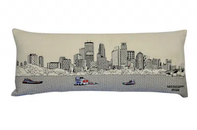 Homezia 35" White Minneapolis Daylight Skyline Lumbar Decorative Pillow