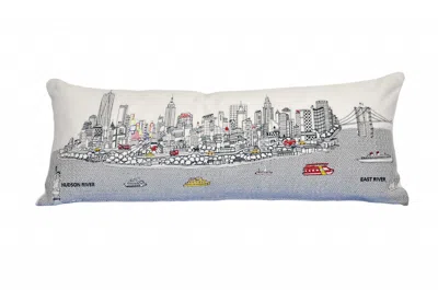 Homezia 35" White Nyc Daylight Skyline Lumbar Decorative Pillow