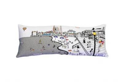 Homezia 35" White Ocean City Md Daylight Skyline Lumbar Decorative Pillow