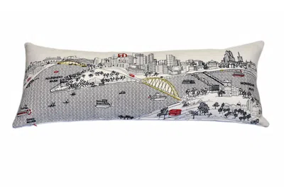 Homezia 35" White Pittsburgh Daylight Skyline Lumbar Decorative Pillow