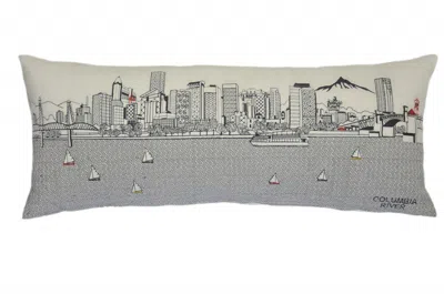 Homezia 35" White Portland Daylight Skyline Lumbar Decorative Pillow